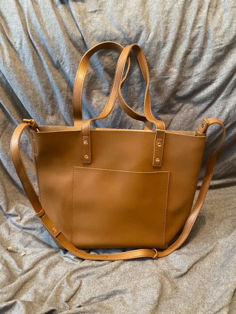 Henny +. Lev NWT Cognac Vegan Leather Tote Bag And Crossbody With Dust Bag